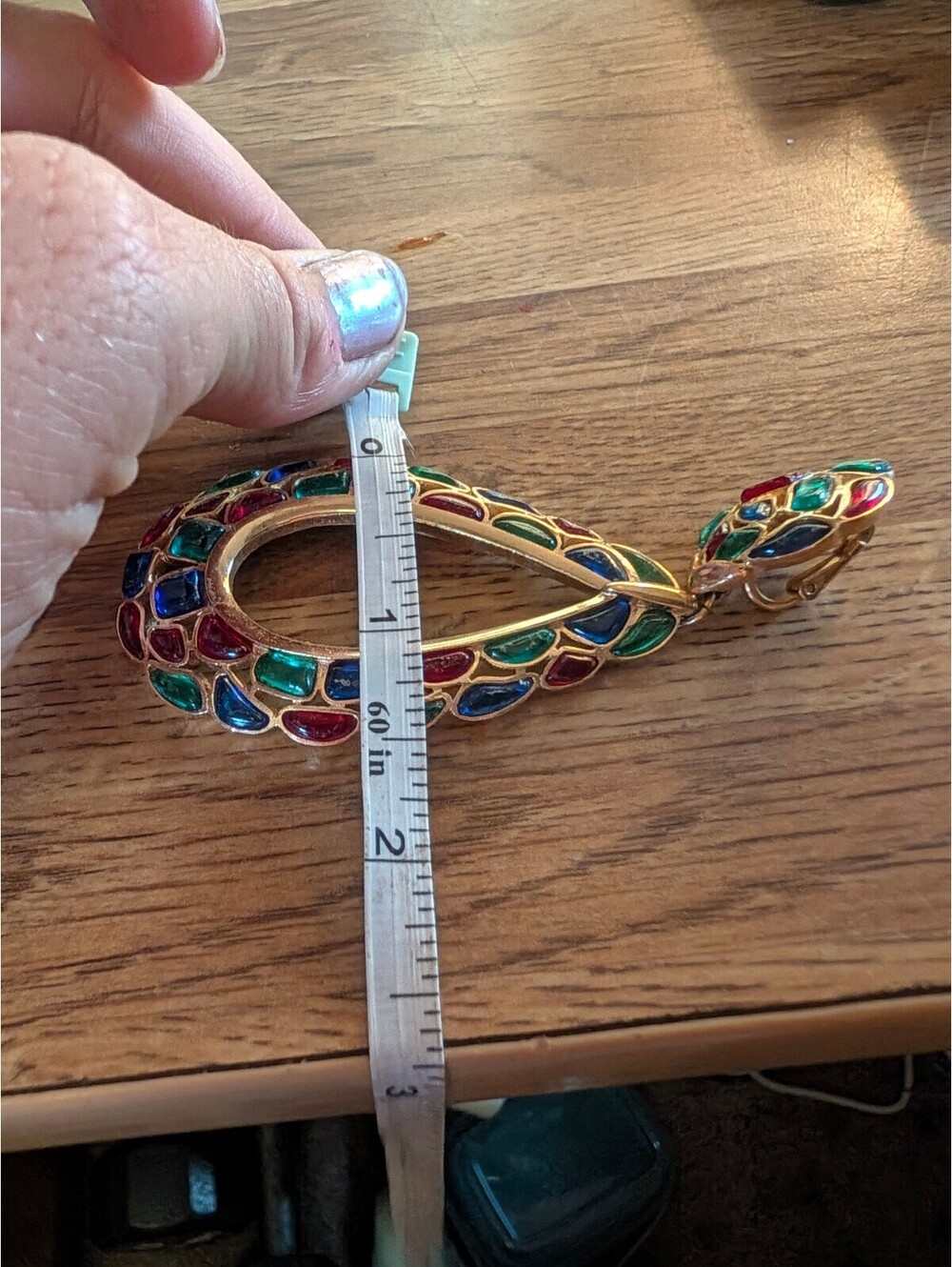Trifari Colorful Teardrop Clip-On Earrings Multi-Colored Stained Glass Style - Picture 6 of 7